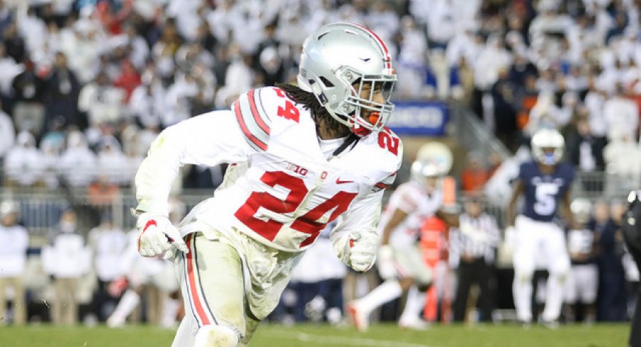 Malik Hooker in action against Penn State.