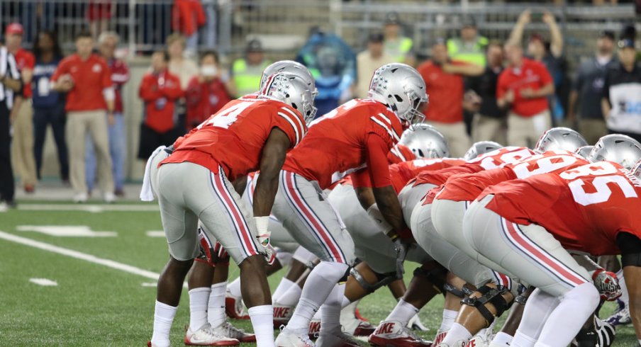 J.T. Barrett takes a knee against Northwestern. 