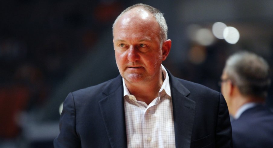 Ohio State coach Thad Matta strolls the sidelines. 