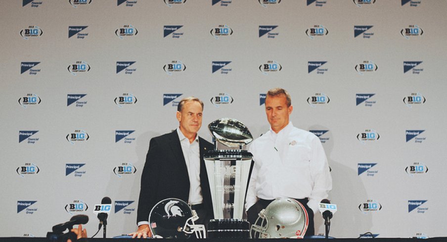 Mark Dantonio and Urban Meyer at Big Ten media days.