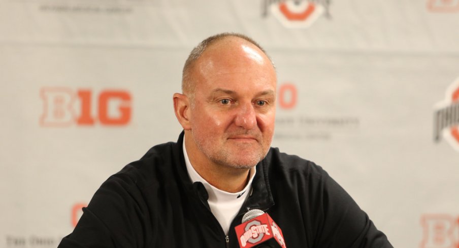 Ohio State head coach Thad Matta at the podium Wednesday. 