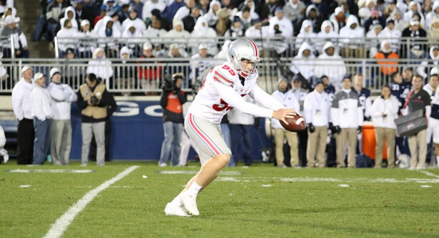 Cam Johnston makes a punt against Penn State.