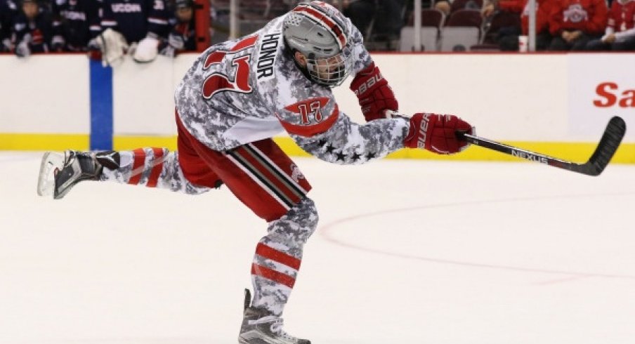 Dave Gust recorded four goals in Ohio State hockey's series against Connecticut.
