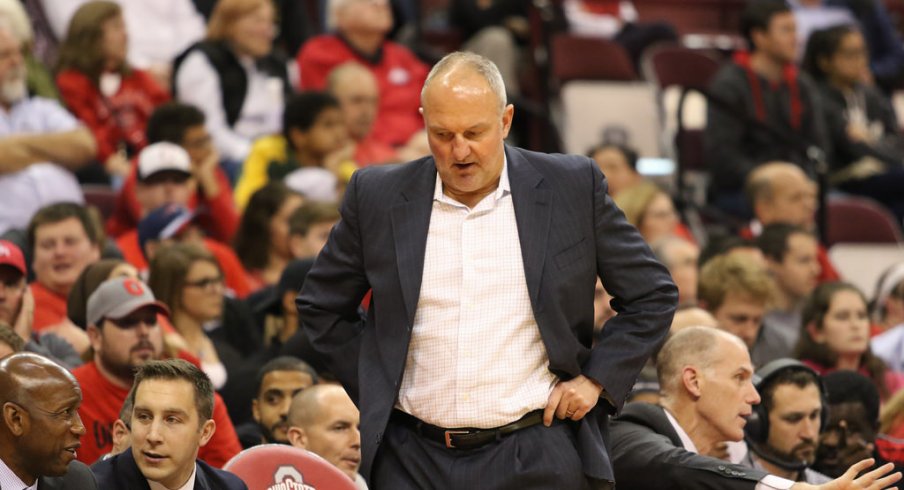 Ohio State head coach Thad Matta walks the sidelines against N.C. Central. 