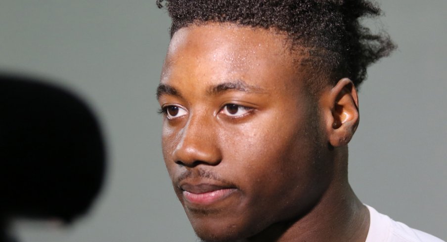 Ohio State's Curtis Samuel meets with the media Wednesday after practice. 