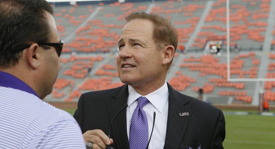 Les Miles during happier times at LSU.