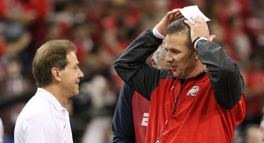 Nick Saban and Urban Meyer prior to the 2015 Sugar Bowl.