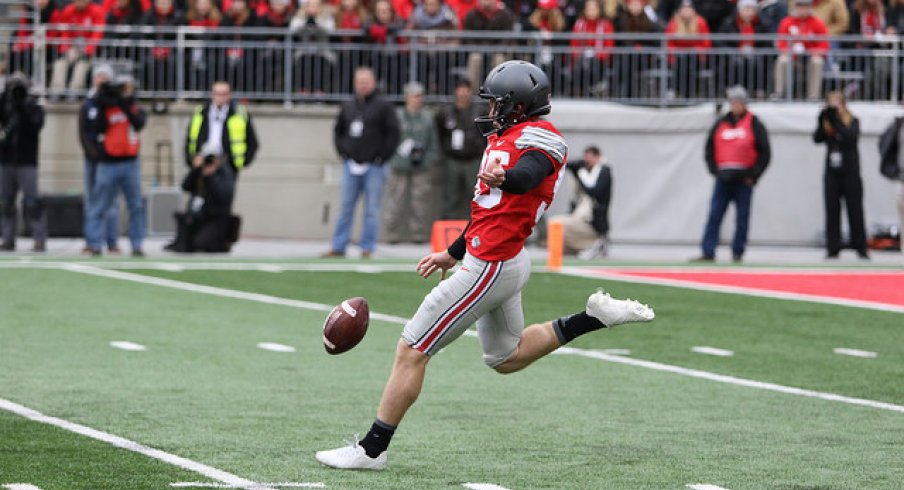 Cam Johnston punts against Michigan.