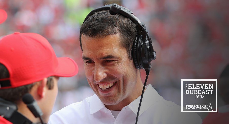 Buckeye coach Luke Fickell laughs during an Ohio State game in 2016.