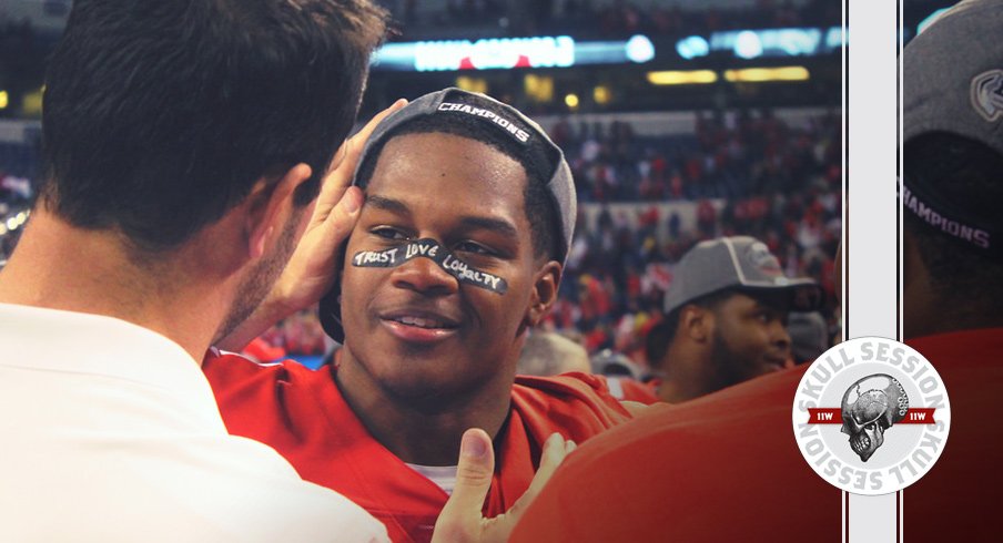 Raekwon McMillan celebrates the SUgar Bowl with Luke Fickell.