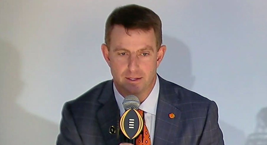 Clemson coach Dabo Swinney meets with the media. 