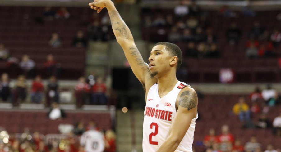 Marc Loving holds a follow through against Florida Atlantic. 