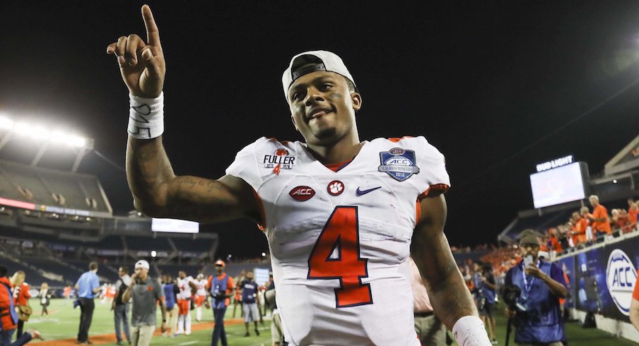 Clemson quarterback Deshaun Watson celebrates an ACC title. 