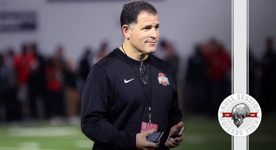 Ohio State's Greg Schiano brought two phones (one for the plug, one for the load) for the December 21st Skull Session