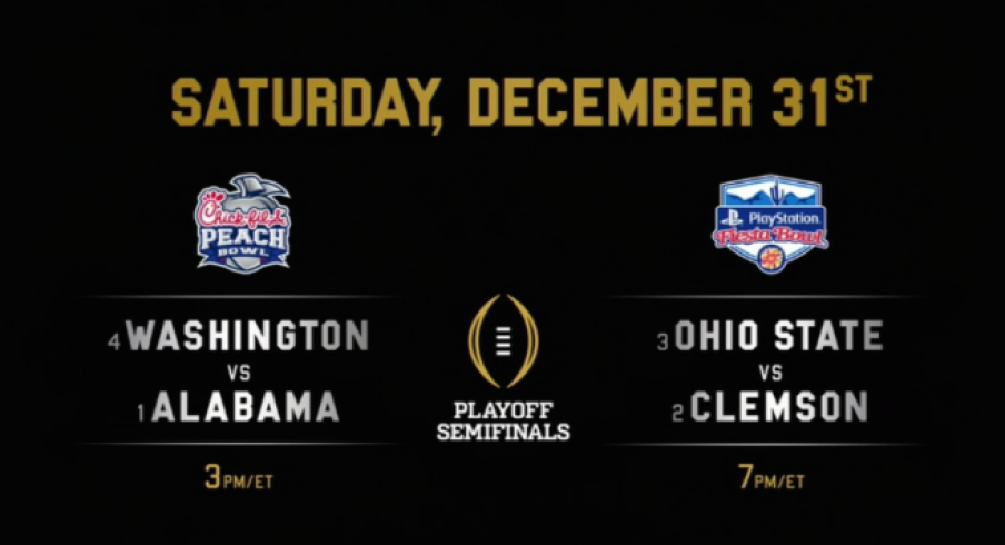 The College Football Playoff matchups. 