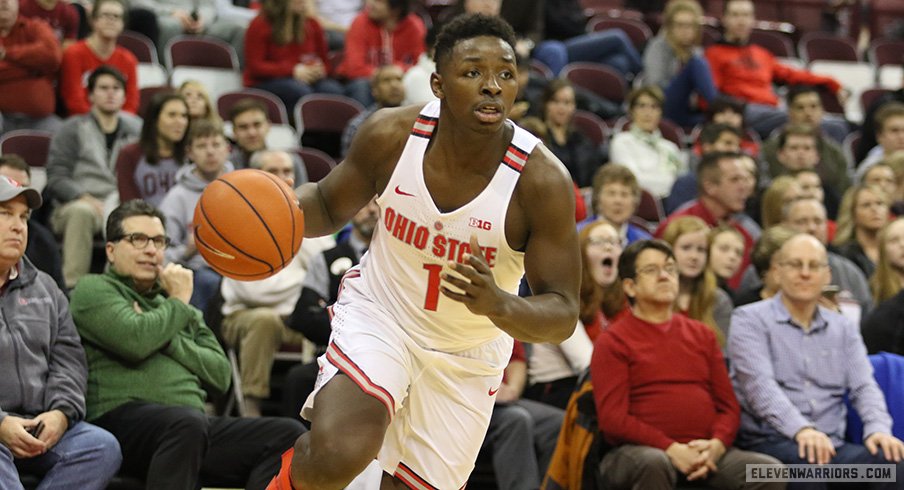 Ohio State's Jae'Sean Tate drives against UNC Asheville. 