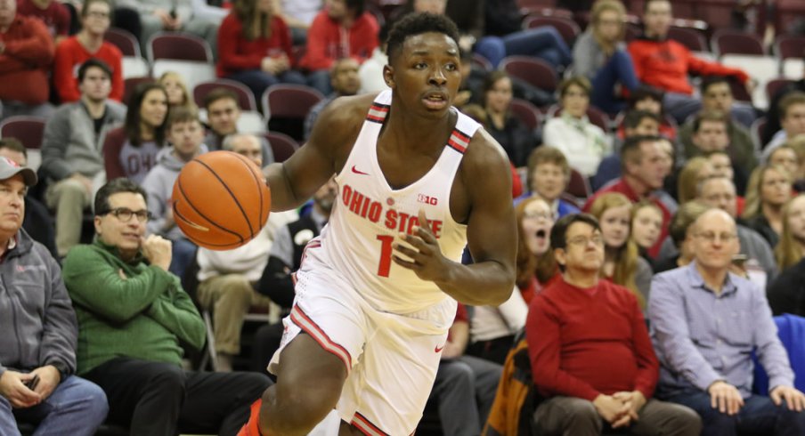 Ohio State's Jae'Sean Tate drives to the basket earlier this season. 