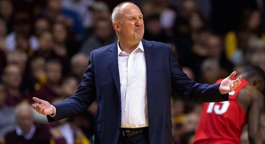 Ohio State head coach Thad Matta on the sidelines at Minnesota.