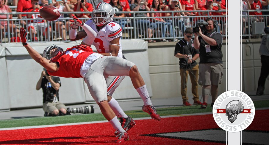 Ohio State's Austin Mack battles for a reception during the January 12th 2017 Skull Session.