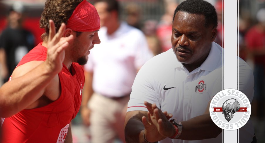 Ohio State's Larry Johnson trains Nick Bosa for the January 16th 2017 Skull Session