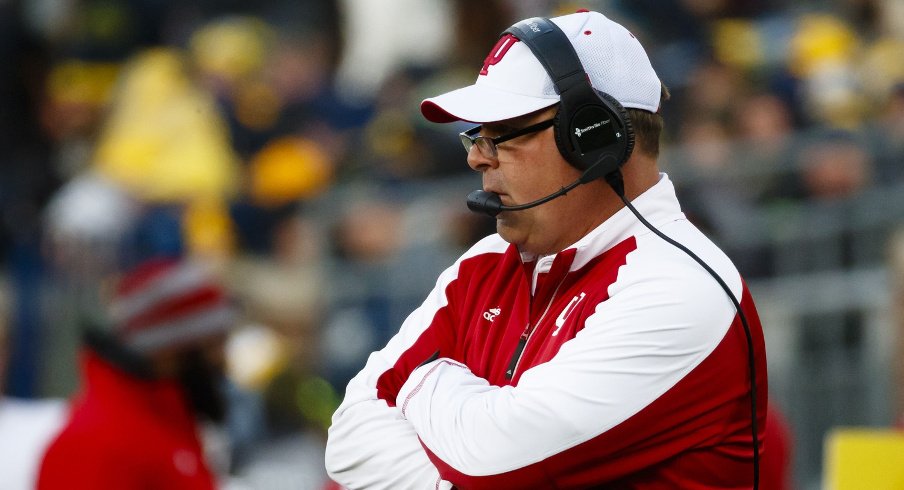 Nov 19, 2016; Ann Arbor, MI, USA; Indiana Hoosiers head coach Kevin Wilson on the sideline in the first half against the Michigan Wolverines at Michigan Stadium. Mandatory Credit: Rick Osentoski-USA TODAY Sports