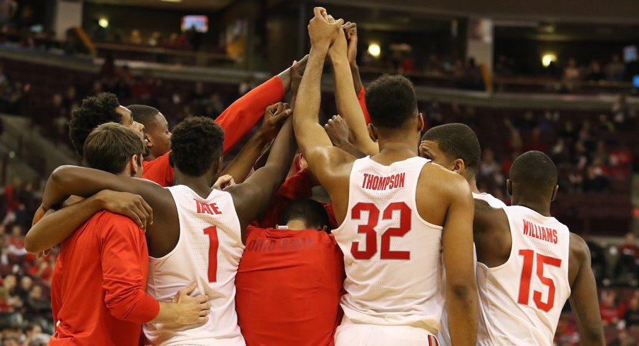 Ohio State breaks down a huddle earlier this season.