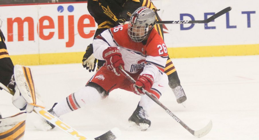 Mason Jobst is one of Buckeye hockey's hottest scorers. 