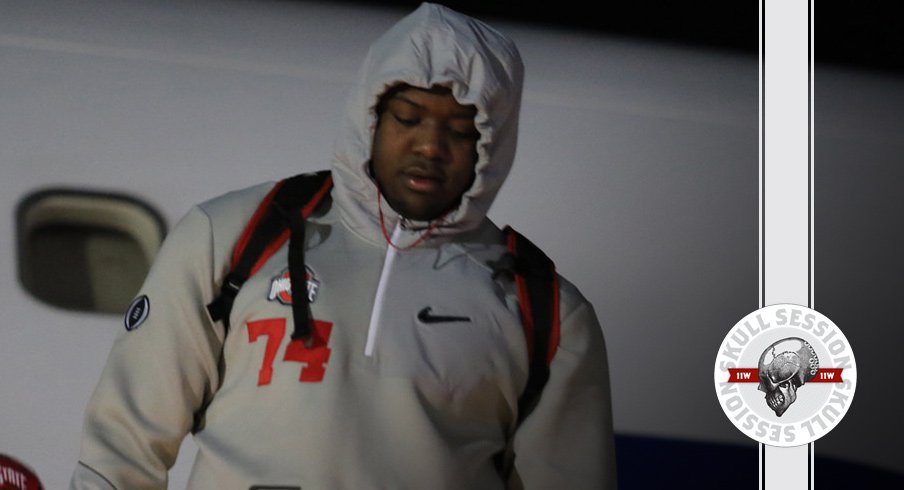 Ohio State left tackle Jamarco Jones deboards the plane for the January 25th 2017 Skull Session.