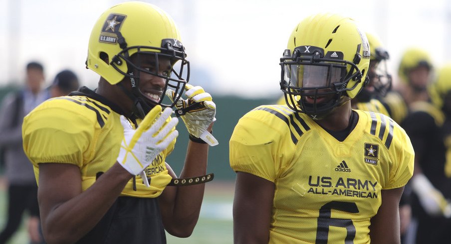 Jeffrey Okudah and Baron Browning at the Army All-American game. 