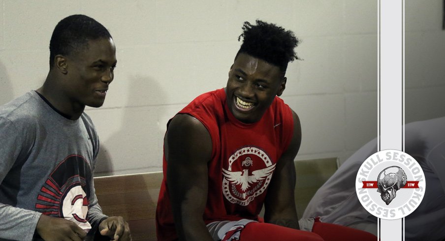 Ohio State's Terry McLaurin and Curtis Samuel share a laugh about the January 30th 2017 Skull Session