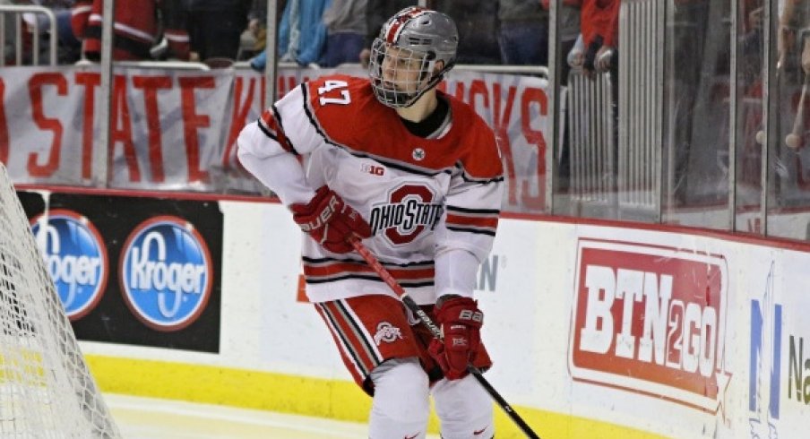 Ohio State defenseman Josh Healey was suspended for one game by Big Ten Hockey.
