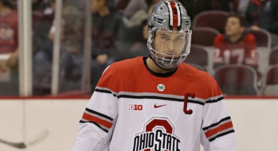 Nick Schilkey also excels at unspoken Hobey Baker criteria such as fierce gazing. 