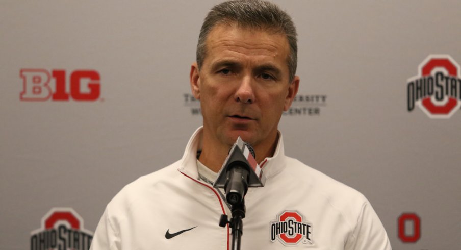 Ohio State head coach Urban Meyer addresses the media earlier this year. 