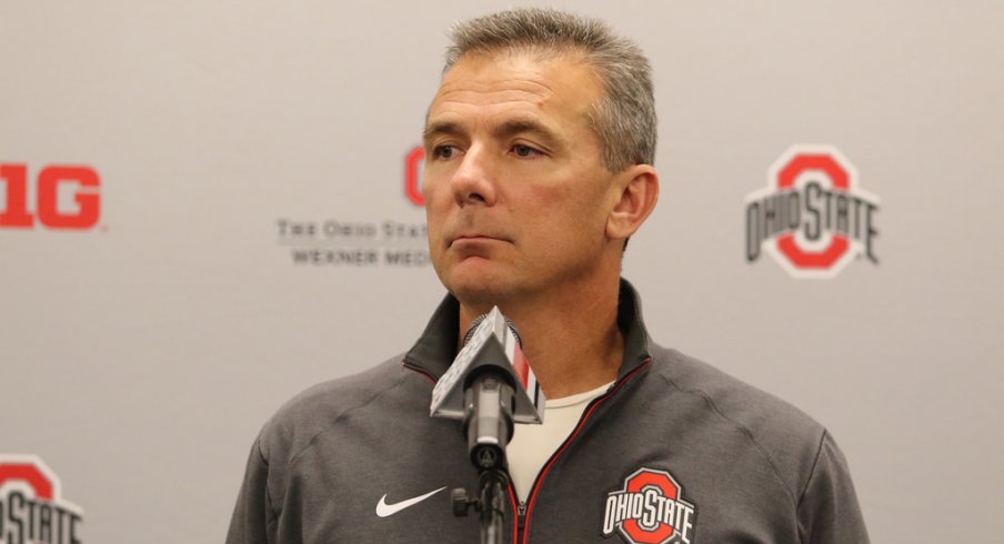 Ohio State coach Urban Meyer addresses the media. 