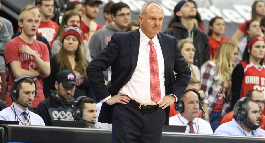 Ohio State coach Thad Matta strolls the sidelines. 