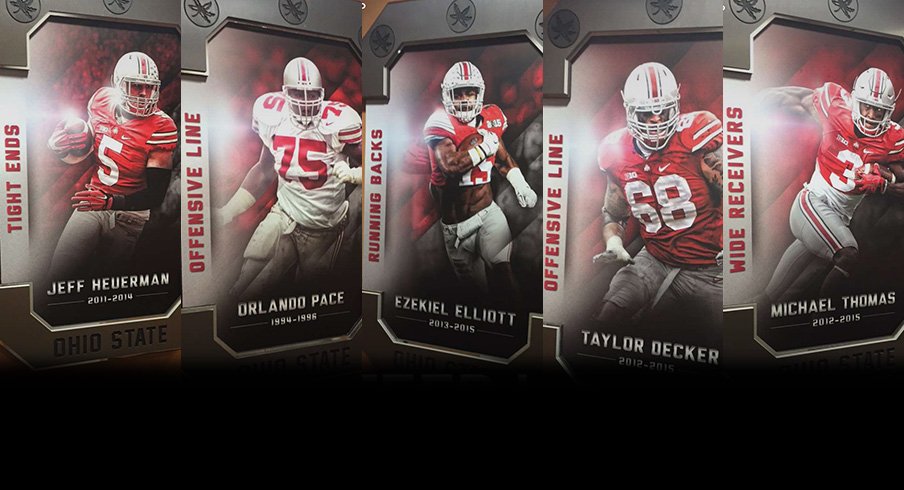 Ohio State greats placed outside unit meeting rooms.