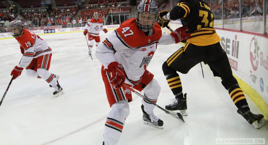 Buckeye defenseman Josh Healey will sit out Ohio State's next two games.