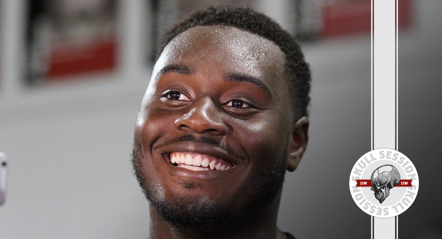 Ohio State right tackle Isaiah Prince grins about the February 15th 2017 Skull Session.