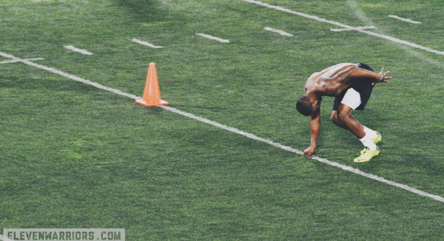 Kenny Guiton runs 40-yard dash at Ohio State's pro day in 2014.