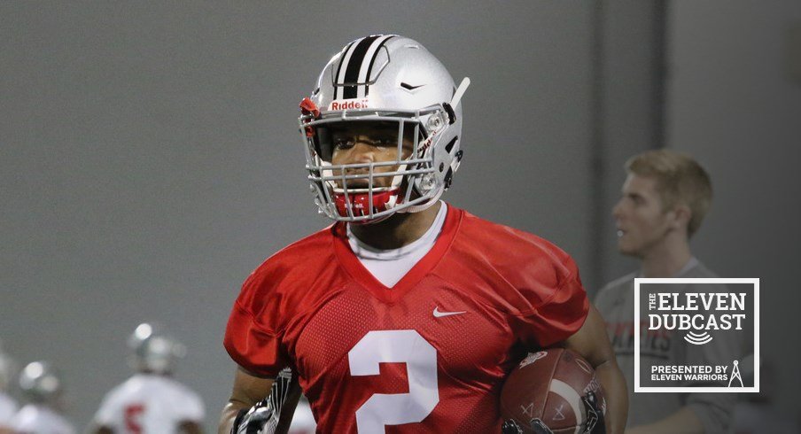 J.K. Dobbins practices at Ohio State during Spring Football.