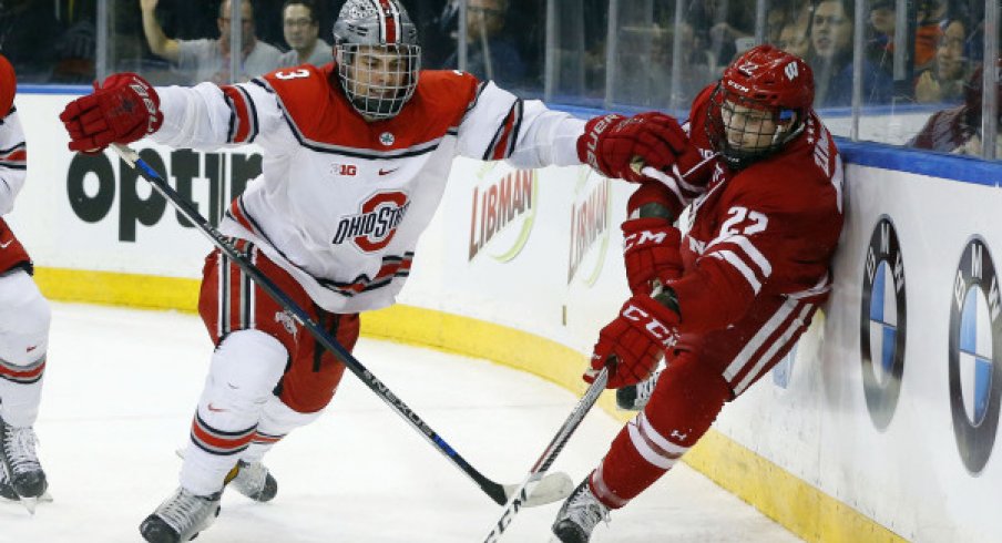 Ohio State's Sasha Larocque defends against the Wisconsin Badgers at Madison Square Garden.