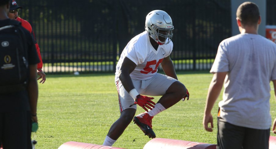 Josh Alabi goes through drills during last fall's training camp. 