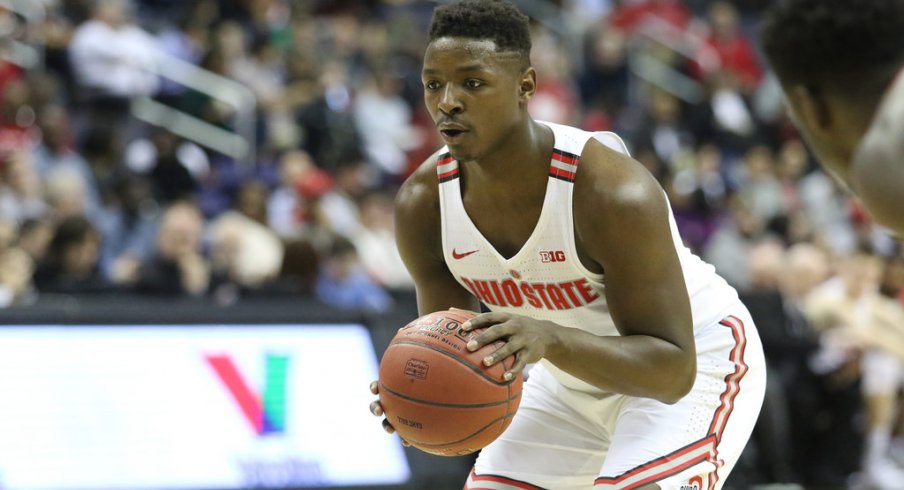 Ohio State forward Jae'Sean Tate attempts a free throw earlier this season. 