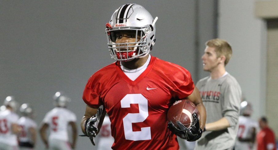 True freshman J.K. Dobbins is creeping up the depth chart. 