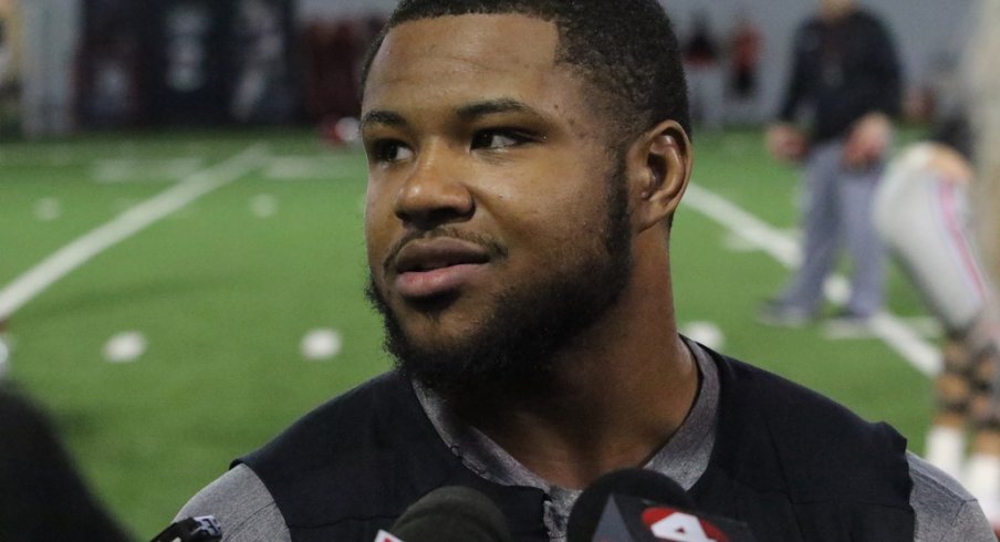 Ohio State running back Mike Weber meets the media Thursday. 