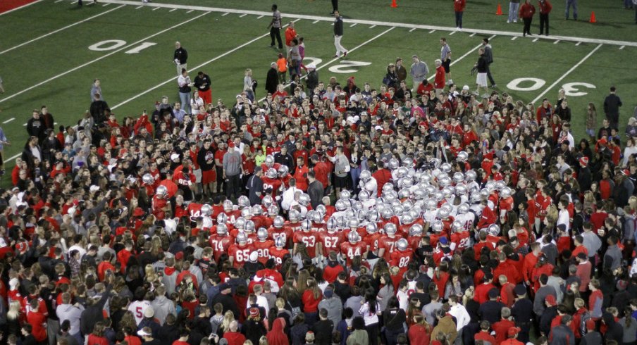 Overhead shot of Ohio State's student appreciation day.