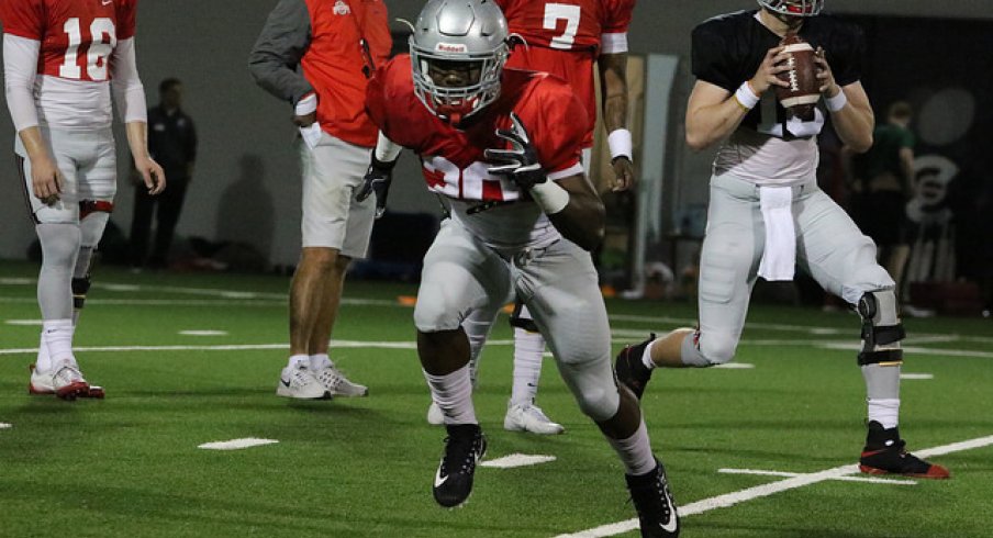 Demario McCall gets his reps in at Ohio State practice.