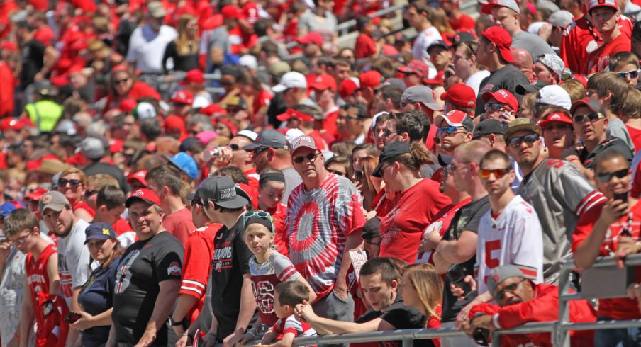 Ohio State fans get some sun at the 2016 spring game.