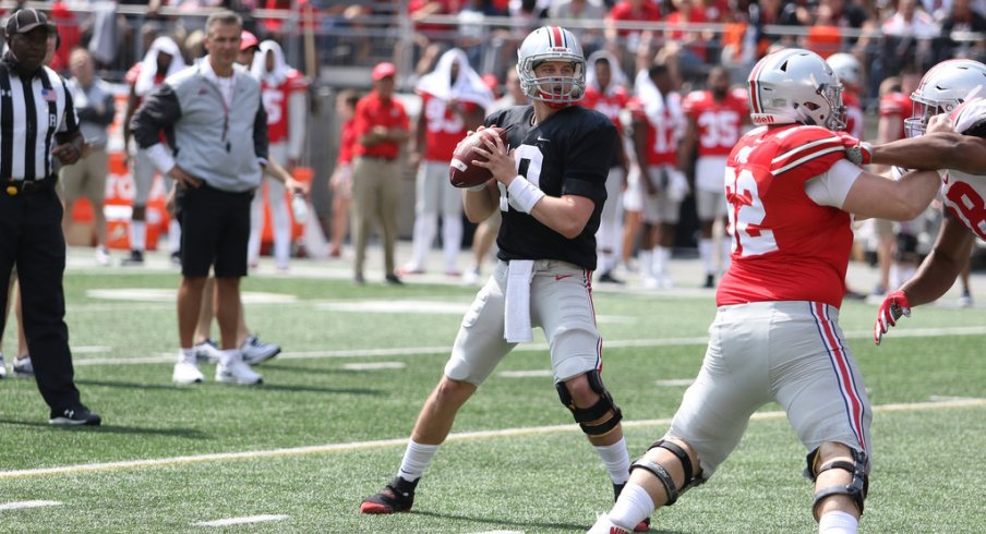 A 2017 Ohio State Spring Game passing chart from all four quarterbacks.