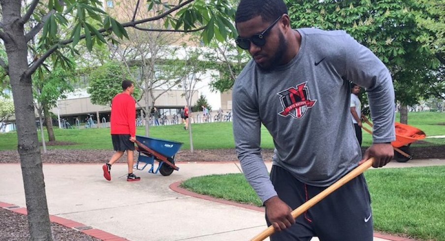 Mike Weber works on Buckeye Grove.